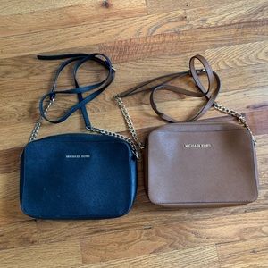 2 michael kors crossbody bags - black and brown